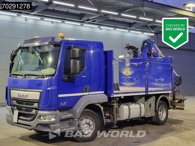 DAF LF 260 LF 4X2 Hiab 111 B-2 HIDUO Crane Kran Remote control Automatic ACC Euro 6 - Camion plateau, Camion grue: photos 1 DAF LF 260 LF 4X2 Hiab 111 B-2 HIDUO Crane Kran Remote control Automatic ACC Euro 6 - Camion plateau, Camion grue: photos 1