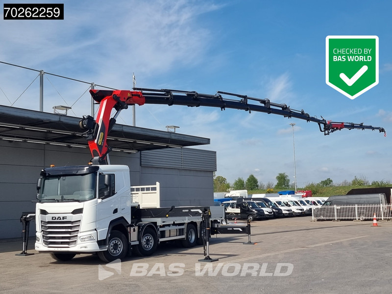 DAF XF 530 8X2 NEW Palfinger PK580 TEC Kran Crane Retarder Lift+Lenkasche - Camion plateau, Camion grue: photos 1 DAF XF 530 8X2 NEW Palfinger PK580 TEC Kran Crane Retarder Lift+Lenkasche - Camion plateau, Camion grue: photos 1