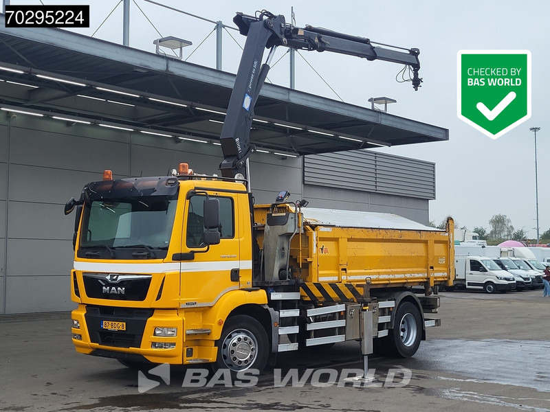 MAN TGM 18.250 TGM 4X2 NL-Truck 10m3 HSW Tipper 13Ton HMF 1300-K2 Crane Automatic Euro 6 - Camion benne, Camion grue: photos 1 MAN TGM 18.250 TGM 4X2 NL-Truck 10m3 HSW Tipper 13Ton HMF 1300-K2 Crane Automatic Euro 6 - Camion benne, Camion grue: photos 1