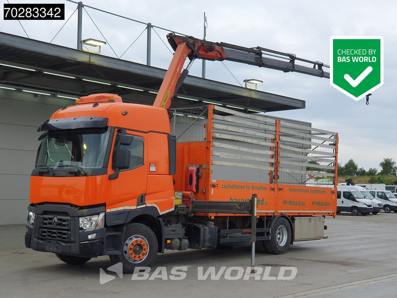 Renault C 380 4X2 Palfinger PK18002-EH D Kran Crane Retarder Standklima Euro 6 - Camion plateau, Camion grue: photos 1 Renault C 380 4X2 Palfinger PK18002-EH D Kran Crane Retarder Standklima Euro 6 - Camion plateau, Camion grue: photos 1