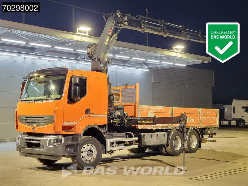 Renault Premium 430 Lander 6X4 211 EP-4 HIDUO Kran Crane Automatic Airco Euro 5 - Camion plateau: photos 1 Renault Premium 430 Lander 6X4 211 EP-4 HIDUO Kran Crane Automatic Airco Euro 5 - Camion plateau: photos 1