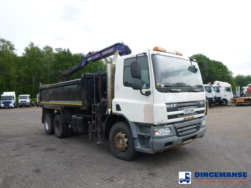 Camion grue DAF CF 75.310 6x4 RHD tipper + HMF 1144 K-1 + grapple: photos 18