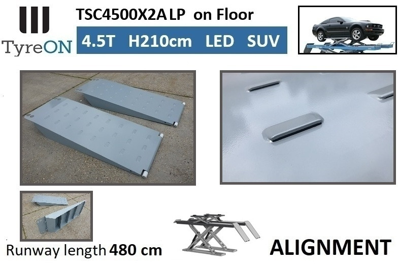 TSC4500X2A LP wheel alignment lift - On floor - Free wheel lifting system - 4.8 m led lightened runways (63 cm wide) - 210 cm lifting height - 4.5 T - Matériel de magasinage: photos 5 TSC4500X2A LP wheel alignment lift - On floor - Free wheel lifting system - 4.8 m led lightened runways (63 cm wide) - 210 cm lifting height - 4.5 T - Matériel de magasinage: photos 5