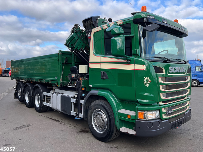 Camion benne, Camion grue Scania G 490 8x4 Euro 6 Hiab 24 Tonmeter laadkraan: photos 8