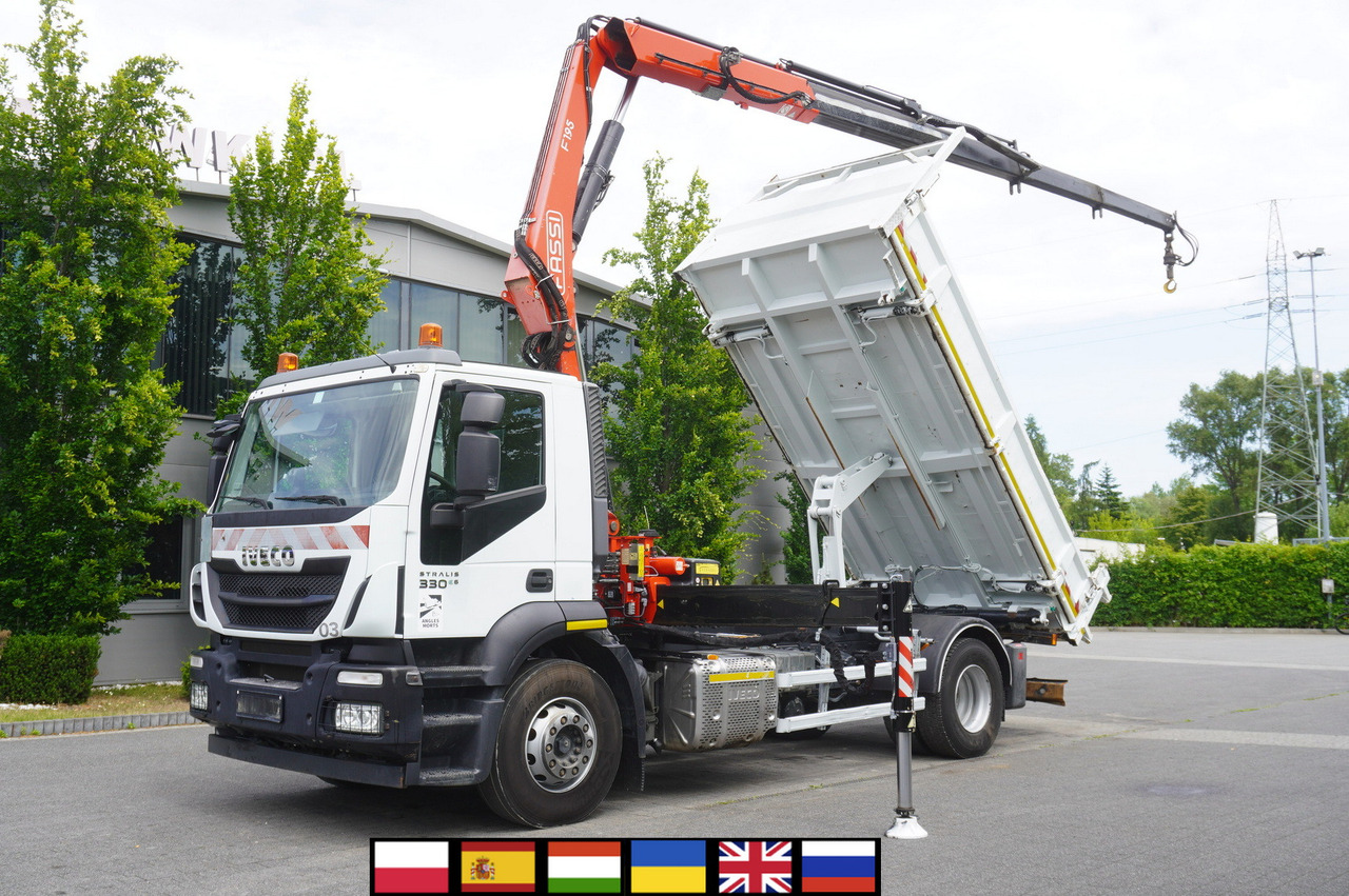 IVECO STRALIS 330 E6 / FASSI 195A 8.5 T / 3-side tipper - Camion grue: photos 1 IVECO STRALIS 330 E6 / FASSI 195A 8.5 T / 3-side tipper - Camion grue: photos 1