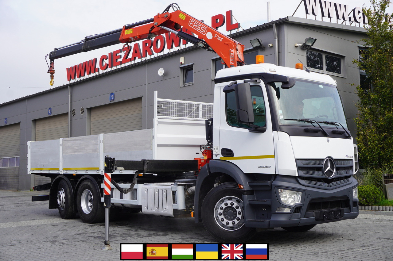 MERCEDES-BENZ Antos 2540 / Flatbed 15 EPAL / Fassi F165 / 6.1 t / 8 m reach / remote control / rotator / 1600 MTH / steered axle - Camion plateau, Camion grue: photos 1 MERCEDES-BENZ Antos 2540 / Flatbed 15 EPAL / Fassi F165 / 6.1 t / 8 m reach / remote control / rotator / 1600 MTH / steered axle - Camion plateau, Camion grue: photos 1