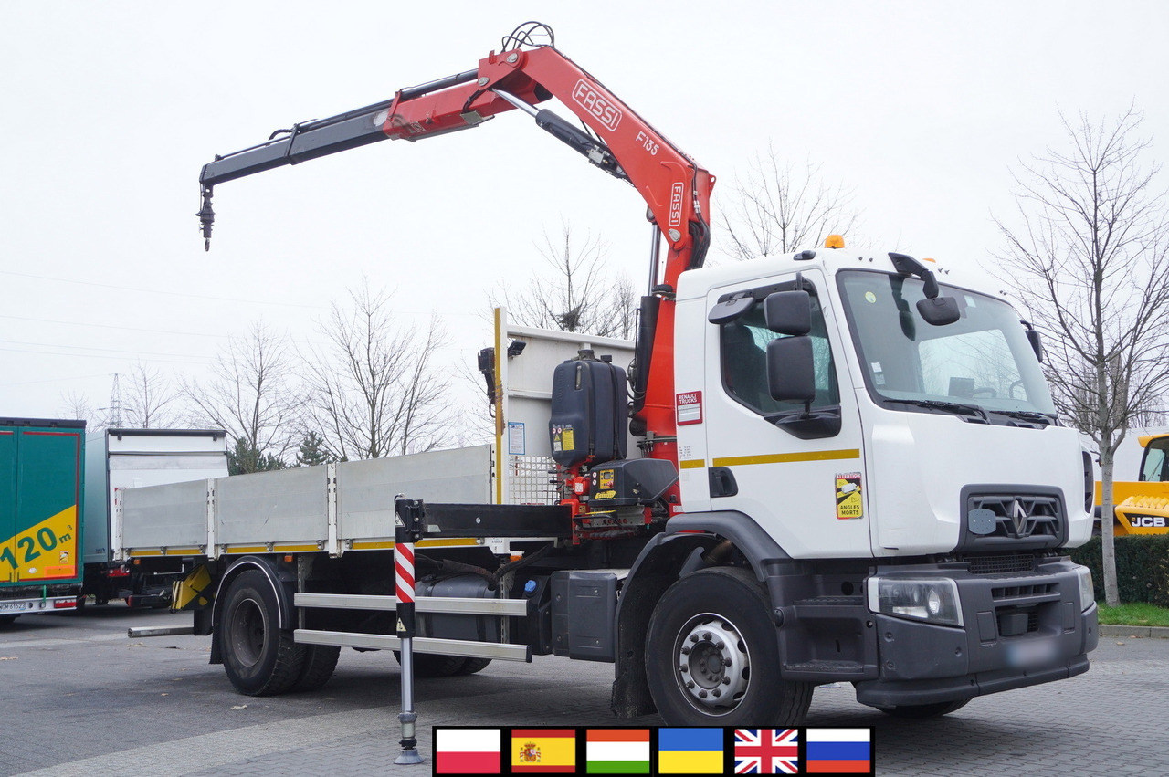 RENAULT C280 DTI 8 / FASSI crane 5.6 T / 560 MTH / range 8 m / Flatbed 15 EPAL - Camion plateau, Camion grue: photos 1 RENAULT C280 DTI 8 / FASSI crane 5.6 T / 560 MTH / range 8 m / Flatbed 15 EPAL - Camion plateau, Camion grue: photos 1