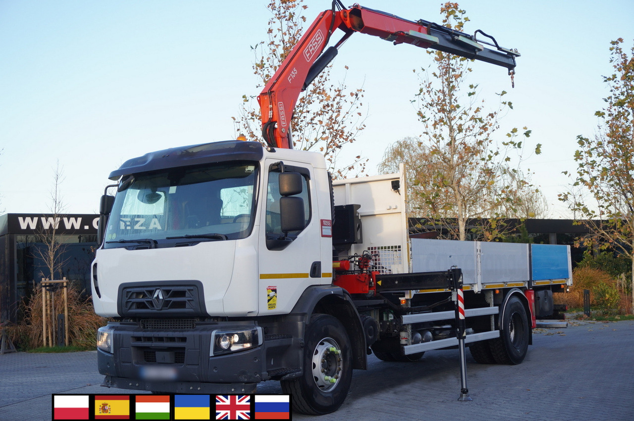 RENAULT C280 DTI 8 / FASSI crane 5.6 T / range 8 m / Flatbed 15 EPAL - Camion grue: photos 1 RENAULT C280 DTI 8 / FASSI crane 5.6 T / range 8 m / Flatbed 15 EPAL - Camion grue: photos 1