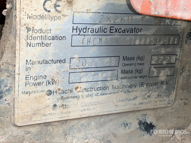 2022 Hitachi ZX26U-6 Mini Excavator: <6.6t - Mini pelle: photos 1 2022 Hitachi ZX26U-6 Mini Excavator: <6.6t - Mini pelle: photos 1