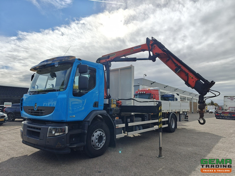 Renault Premium Lander 340 4x2 Dagcab Euro5 - Retarder - Open Laadbak 7.8M + Palfinger PK12002-EH - RadioGrafisch - Camion plateau, Camion grue: photos 1 Renault Premium Lander 340 4x2 Dagcab Euro5 - Retarder - Open Laadbak 7.8M + Palfinger PK12002-EH - RadioGrafisch - Camion plateau, Camion grue: photos 1