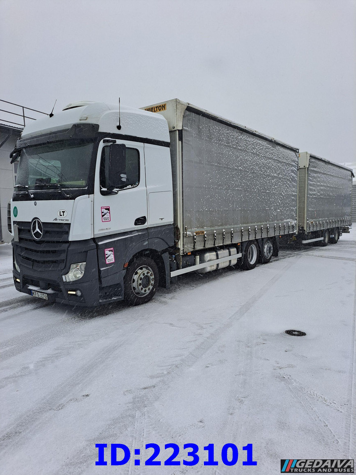 MERCEDES-BENZ Actros 2542 6x2 Euro6 + trailer - Camion à rideaux coulissants: photos 1 MERCEDES-BENZ Actros 2542 6x2 Euro6 + trailer - Camion à rideaux coulissants: photos 1