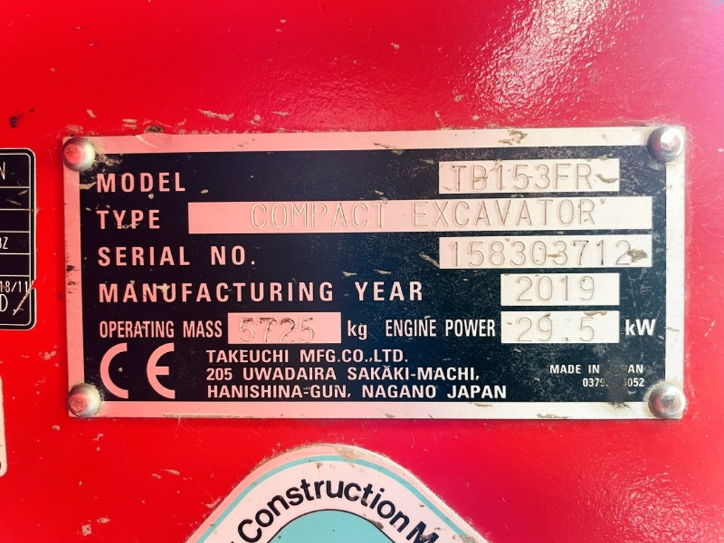 Takeuchi TB153FR (4091) - Mini pelle: photos 3 Takeuchi TB153FR (4091) - Mini pelle: photos 3