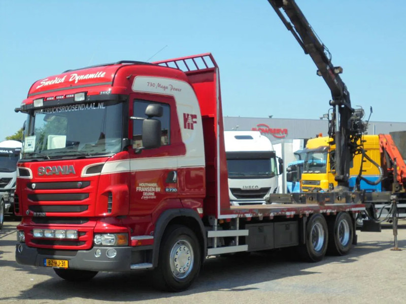 Camion plateau Scania R730 V8 + Euro 5 + Loglift 115Z + 6X4: photos 9