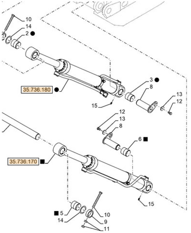 Case KWV14460 - KWV14450 RH - Vérin hydraulique pour Engins de chantier: photos 1 Case KWV14460 - KWV14450 RH - Vérin hydraulique pour Engins de chantier: photos 1