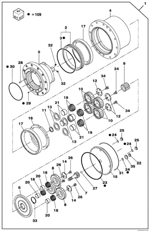 Case LN002390 - Moteur de translation pour Engins de chantier: photos 1 Case LN002390 - Moteur de translation pour Engins de chantier: photos 1