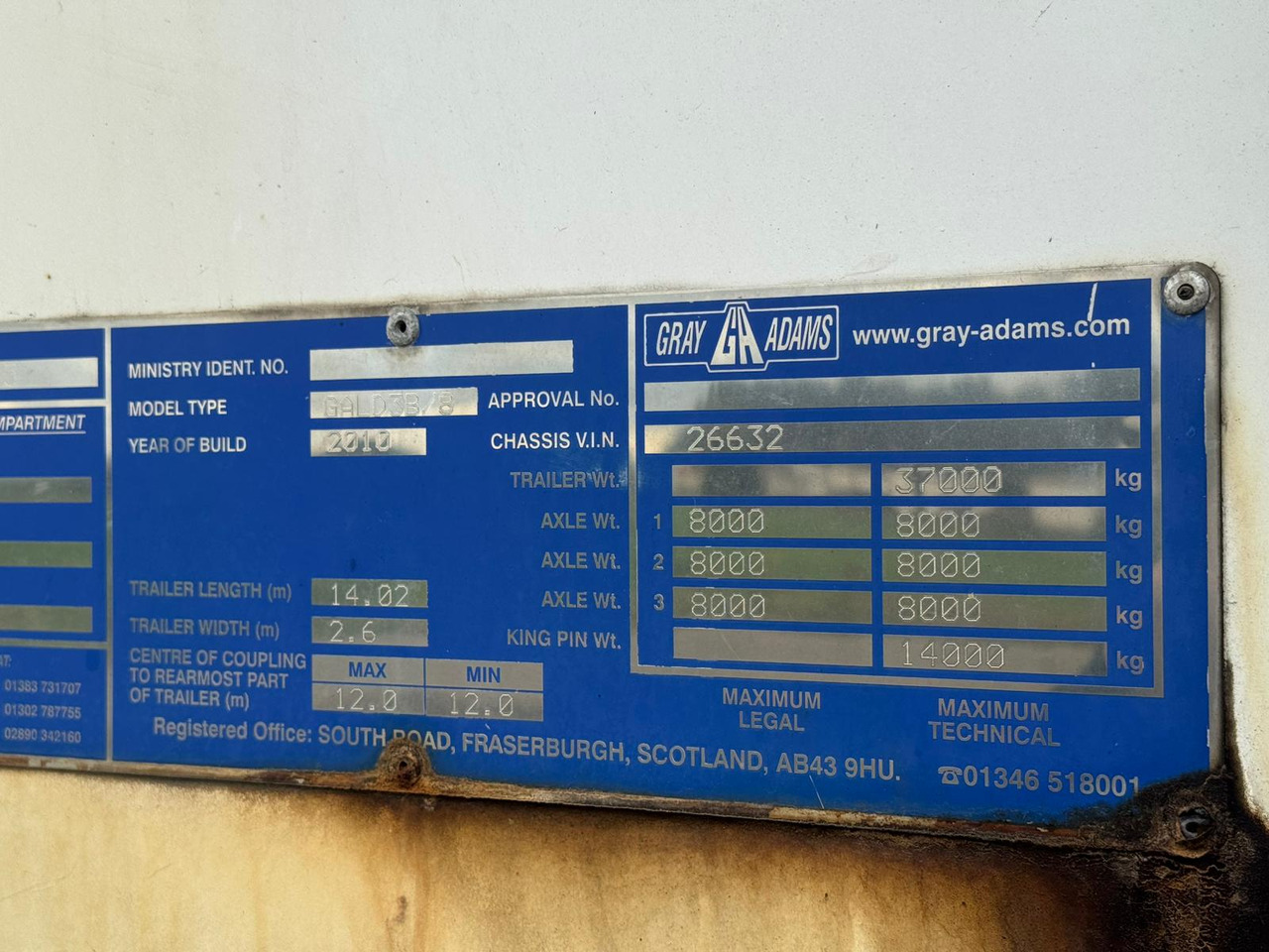 Gray and Adams 2010 Vector 1850 MT – D11 - Semi-remorque frigorifique: photos 5 Gray and Adams 2010 Vector 1850 MT – D11 - Semi-remorque frigorifique: photos 5