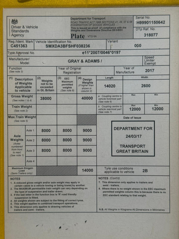 Gray and Adams 2017 Vector 1550 – 201786 - Semi-remorque frigorifique: photos 3 Gray and Adams 2017 Vector 1550 – 201786 - Semi-remorque frigorifique: photos 3