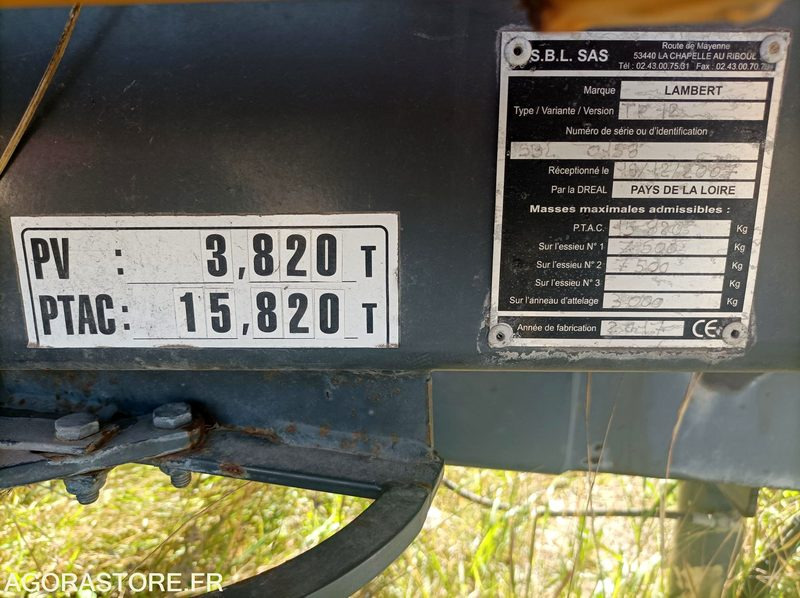 Remorque TP12 Lambert - Machine agricole: photos 3 Remorque TP12 Lambert - Machine agricole: photos 3