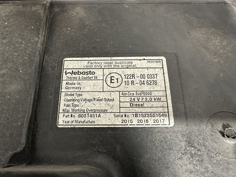 Webasto 7484544810, 24V / 2,0kW - Chauffage/ Ventilation pour Camion: photos 5 Webasto 7484544810, 24V / 2,0kW - Chauffage/ Ventilation pour Camion: photos 5