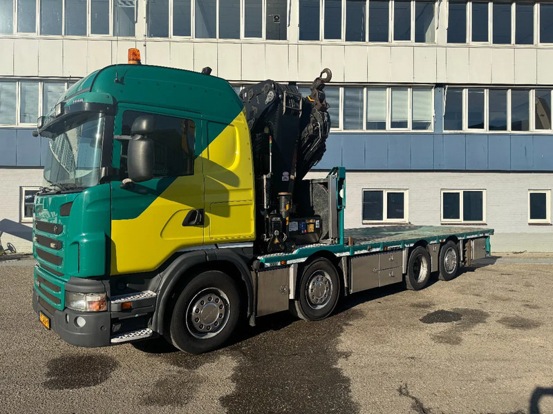 Camion plateau, Camion grue Scania G440 8X2 EURO 6 HMF 8520 + REMOTE CONTROL TWISTLOCKS: photos 9