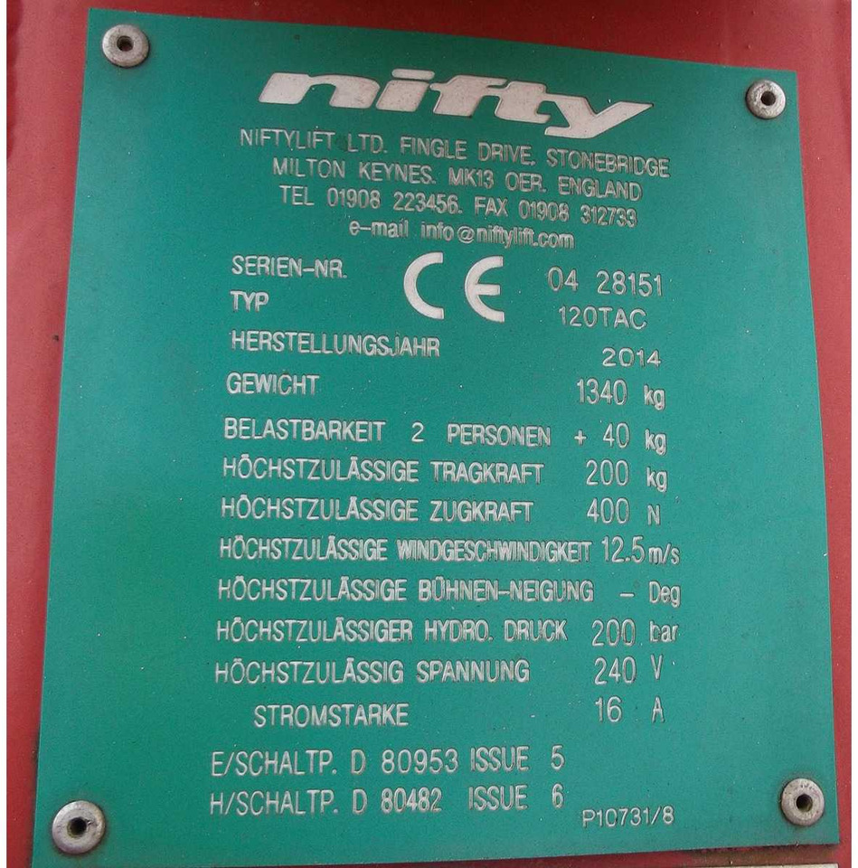 Nacelle Nifty Lift N 120 TAC: photos 11