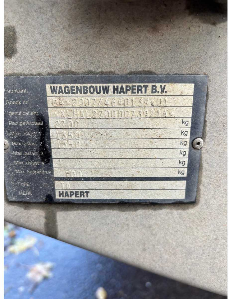 HAPERT - 2012 - 302 - CH1 - TRAILER - Remorque: photos 4 HAPERT - 2012 - 302 - CH1 - TRAILER - Remorque: photos 4