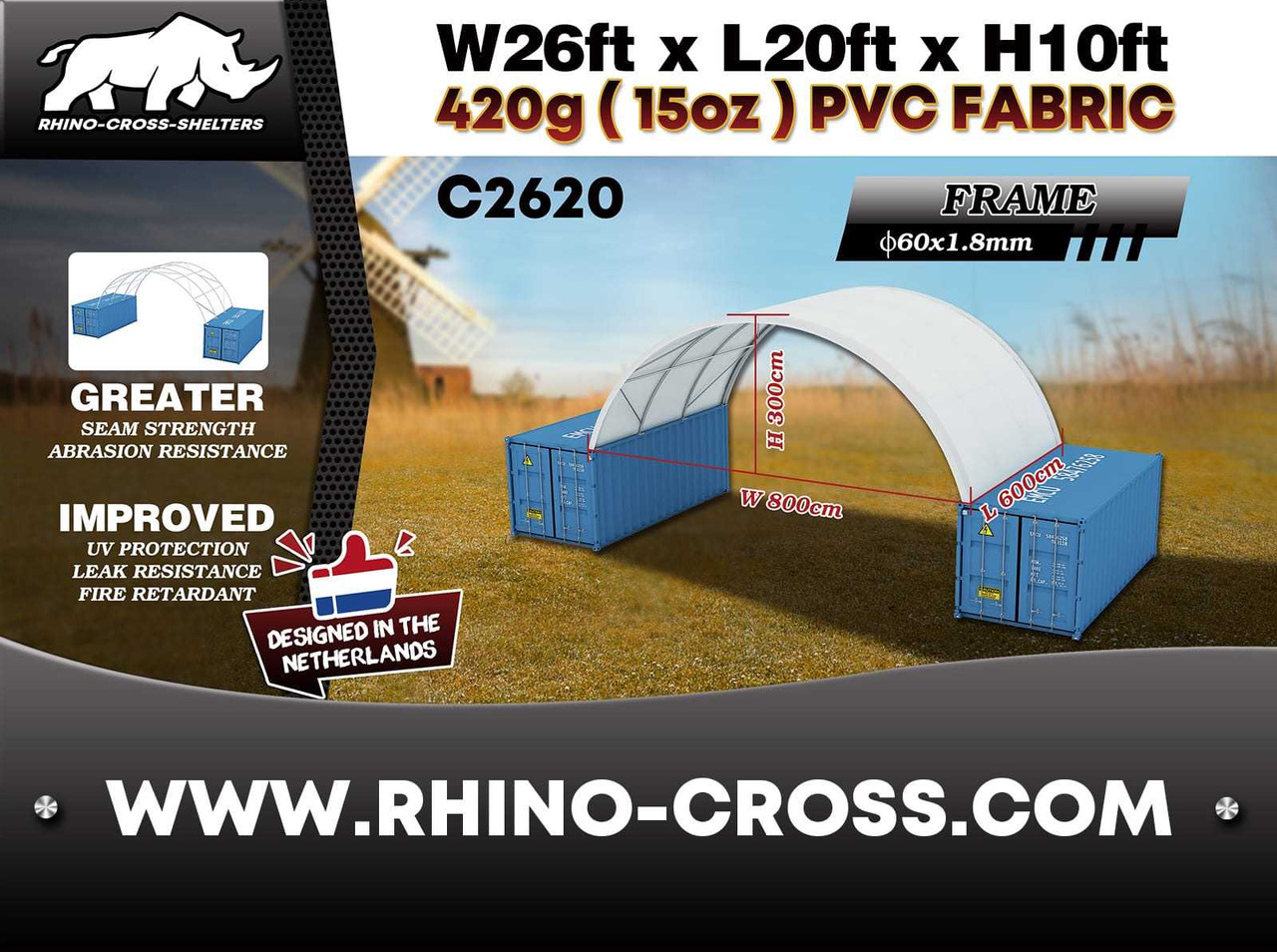 Rhino-Cross-Shelter C2620 - 6x8x3 m - Cuve de stockage: photos 3 Rhino-Cross-Shelter C2620 - 6x8x3 m - Cuve de stockage: photos 3