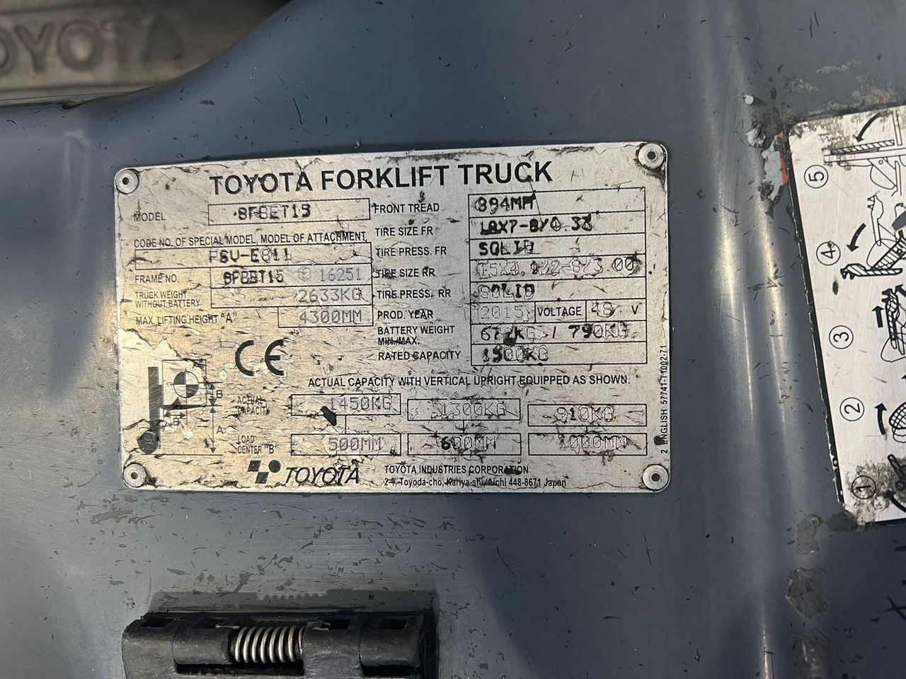 TOYOTA - 2015 - 8FBET15 - FORKLIFT TRIPLEX - FREE-LIFT - SIDE-SHIFT - Chariot élévateur: photos 5 TOYOTA - 2015 - 8FBET15 - FORKLIFT TRIPLEX - FREE-LIFT - SIDE-SHIFT - Chariot élévateur: photos 5