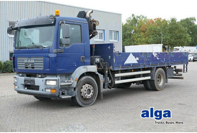 MAN 18.280 TGM 4x2, Hiab 099B-1Hiduo, Funk, Klima - Camion plateau: photos 1 MAN 18.280 TGM 4x2, Hiab 099B-1Hiduo, Funk, Klima - Camion plateau: photos 1