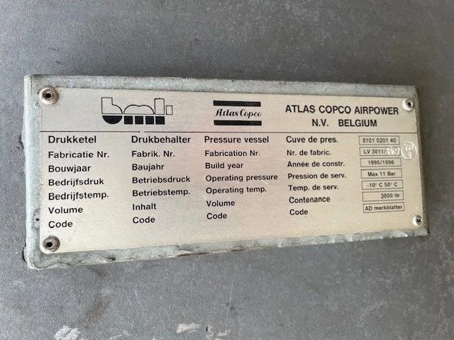 Atlas-Copco 3.000 Liter Gegalvaniseerde Verticale luchtketel 11 Bar - Compresseur d'air: photos 2 Atlas-Copco 3.000 Liter Gegalvaniseerde Verticale luchtketel 11 Bar - Compresseur d'air: photos 2