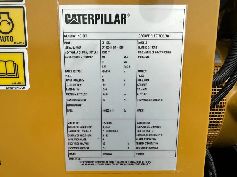 Caterpillar DE110E2 110 kVA Silent generatorset as New ! 121 hours XXL tank - Groupe électrogène: photos 3 Caterpillar DE110E2 110 kVA Silent generatorset as New ! 121 hours XXL tank - Groupe électrogène: photos 3