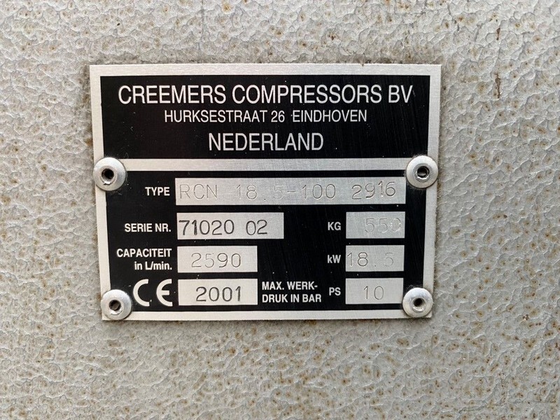 Creemers RCN 18.5-100 18.5 kW 2590 L / min 10 Bar Silent Elektrische Schroefcompressor - Compresseur d'air: photos 3 Creemers RCN 18.5-100 18.5 kW 2590 L / min 10 Bar Silent Elektrische Schroefcompressor - Compresseur d'air: photos 3