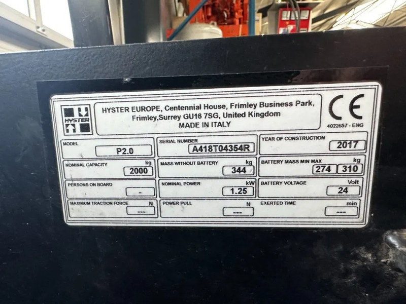 Hyster P2.0 Palletwagen 2 ton Elektra Pallettruck - Transpalette: photos 4 Hyster P2.0 Palletwagen 2 ton Elektra Pallettruck - Transpalette: photos 4