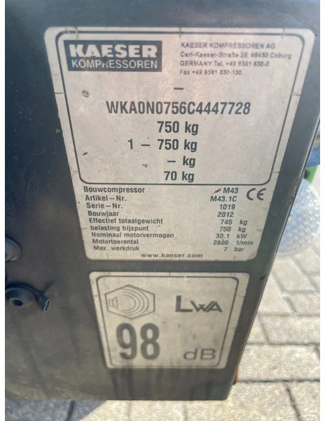Compresseur d'air Kaeser M43 Kubota 4,2 m3 / min 7 Bar 30 kW Mobiele Silent Diesel Compressor: photos 11