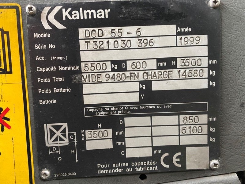 Kalmar DCD 55-6 6 ton Perkins Diesel Sideshift Positioner Freelift Heftruck - Chariot élévateur diesel: photos 5 Kalmar DCD 55-6 6 ton Perkins Diesel Sideshift Positioner Freelift Heftruck - Chariot élévateur diesel: photos 5