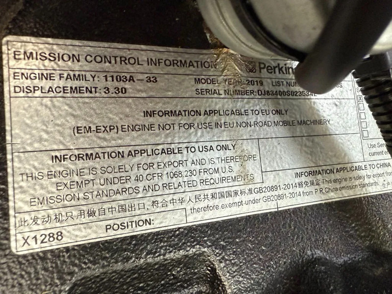 Groupe électrogène Perkins 1103A-33G 33 kVA Silent generatorset as New ! 231 hours !: photos 16
