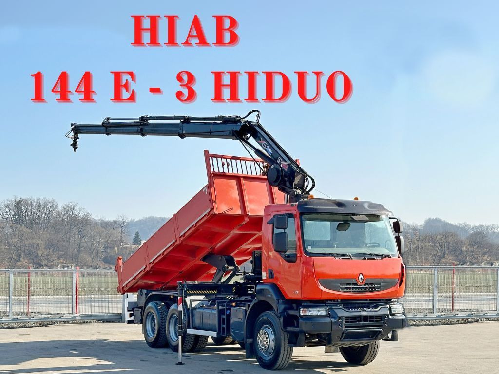 Renault KERAX 430* HIAB 144 E-3 HIDUO + FUNK / 6x4 - Camion grue, Camion benne: photos 1 Renault KERAX 430* HIAB 144 E-3 HIDUO + FUNK / 6x4 - Camion grue, Camion benne: photos 1