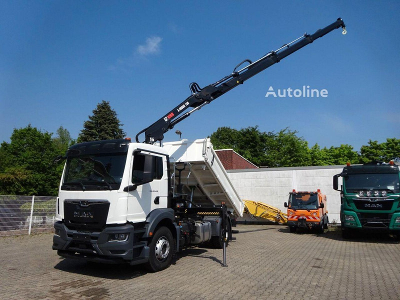 MAN TGS 22.400 - 3 way tipper + crane - Camion benne, Camion grue: photos 1 MAN TGS 22.400 - 3 way tipper + crane - Camion benne, Camion grue: photos 1
