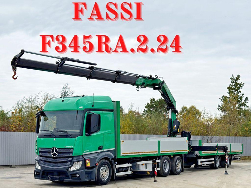 Mercedes-Benz ACTROS 2645* FASSI F345 RA 2.4/FUNK+Anhänger - Camion plateau, Camion grue: photos 1 Mercedes-Benz ACTROS 2645* FASSI F345 RA 2.4/FUNK+Anhänger - Camion plateau, Camion grue: photos 1