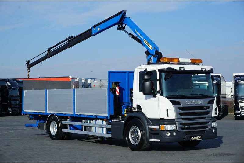 Scania P 250 / ACC / SKRZYNIOWY + HDS + WINDA / PALFINGER PK 12 002 - E - Camion plateau, Camion grue: photos 2 Scania P 250 / ACC / SKRZYNIOWY + HDS + WINDA / PALFINGER PK 12 002 - E - Camion plateau, Camion grue: photos 2