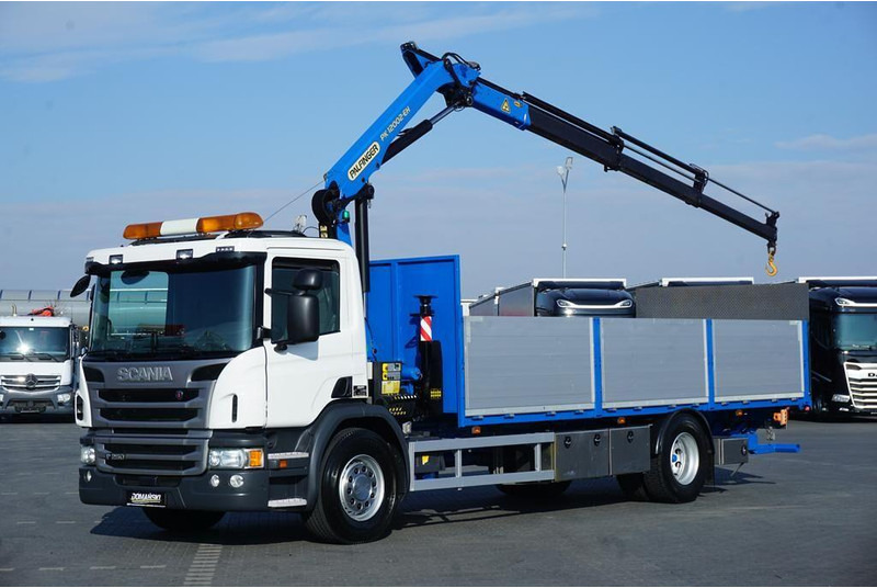 Scania P 250 / ACC / SKRZYNIOWY + HDS + WINDA / PALFINGER PK 12 002 - E - Camion plateau, Camion grue: photos 1 Scania P 250 / ACC / SKRZYNIOWY + HDS + WINDA / PALFINGER PK 12 002 - E - Camion plateau, Camion grue: photos 1
