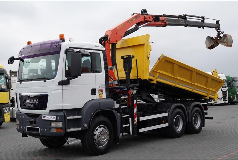 Scania TGS 33.360 / 6x4 / WYWROTKA + HDS PALFINGER PK 15 500 wysów 10m - Camion benne, Camion grue: photos 1 Scania TGS 33.360 / 6x4 / WYWROTKA + HDS PALFINGER PK 15 500 wysów 10m - Camion benne, Camion grue: photos 1