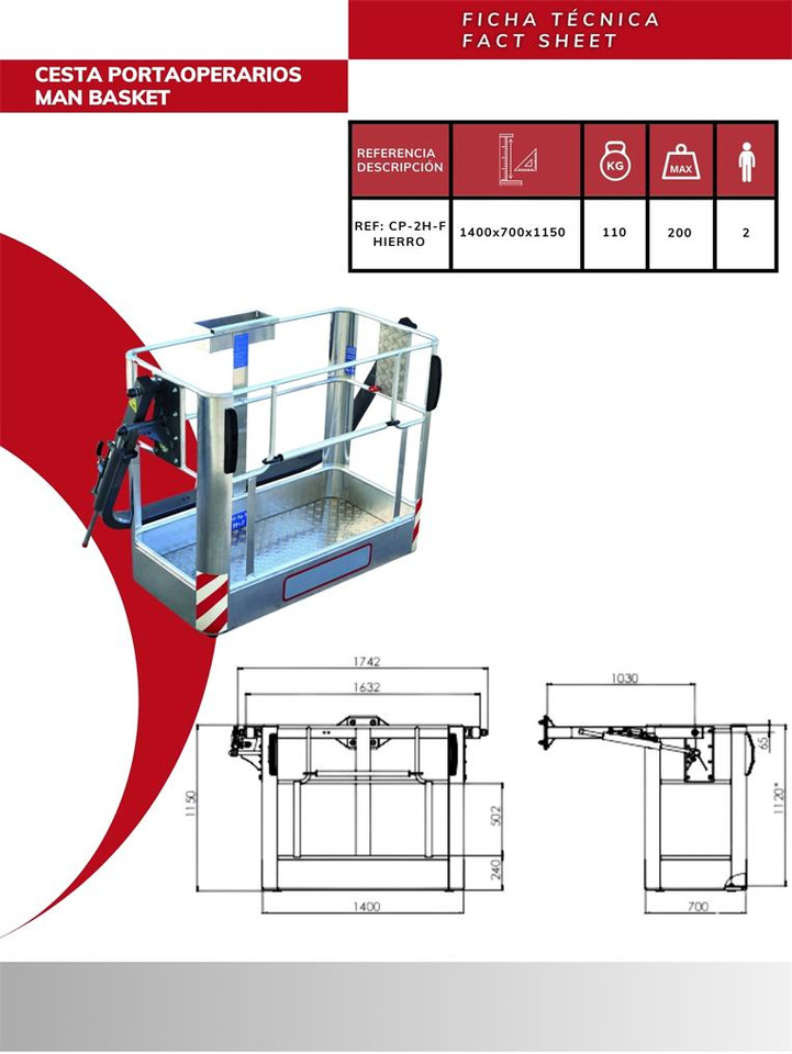 Iron operator basket CP-2H-F - Accessoire pour Grue auxiliaire: photos 3 Iron operator basket CP-2H-F - Accessoire pour Grue auxiliaire: photos 3