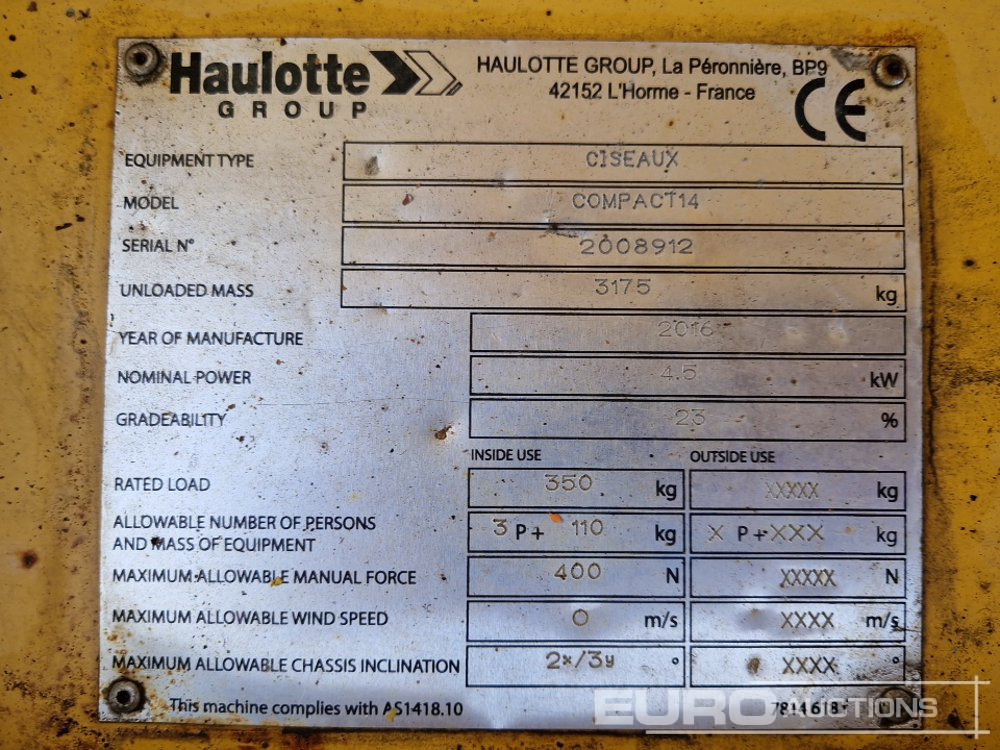 Nacelle ciseaux Haulotte Compact 14: photos 20