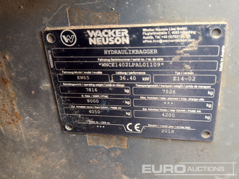 Pelle sur pneus 2018 Wacker Neuson EW65: photos 40