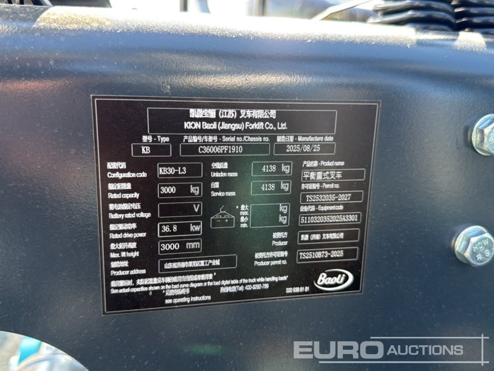 Chariot élévateur Unused 2025 Baoli KB30: photos 31 Chariot élévateur Unused 2025 Baoli KB30: photos 31
