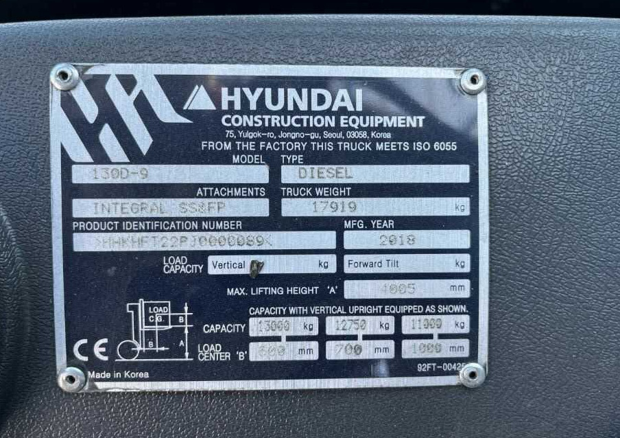 Hyundai 130D-9 - Chariot élévateur diesel: photos 3 Hyundai 130D-9 - Chariot élévateur diesel: photos 3