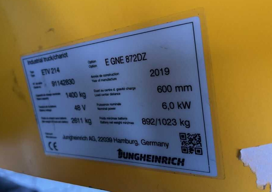Jungheinrich ETV214 - Chariot à mât rétractable: photos 4 Jungheinrich ETV214 - Chariot à mât rétractable: photos 4