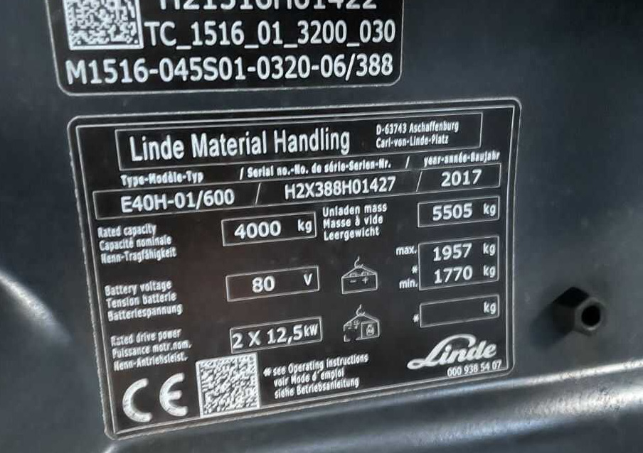 Linde E40H-01/600 - Chariot élévateur électrique: photos 1 Linde E40H-01/600 - Chariot élévateur électrique: photos 1