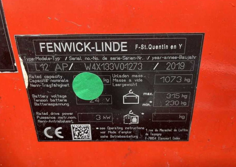 Linde L12AP - Gerbeur: photos 4 Linde L12AP - Gerbeur: photos 4